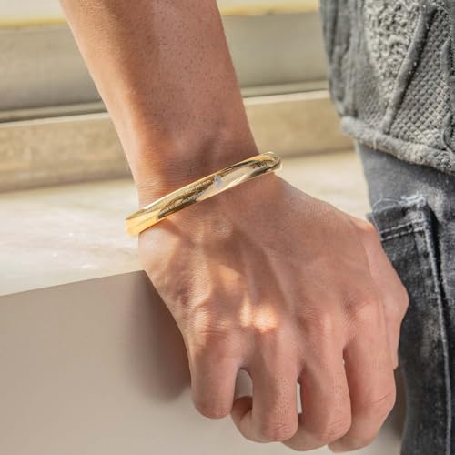 Image of Mesmerize Men's Hanuman Chalisa 9-Verse Kada in a Round Curved Design | Durable Stainless Steel Spiritual Kada Bracelet | Waterproof, Hypoallergenic - 6 Months Warranty Included