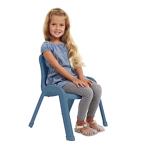 Image of ECR4Kids Plastic Stackable SitRight Chair, 11in, Classroom Furniture, Peacock Blue, 4-Pack | Durable plastic, GREENGUARD Gold Certified, 3-5 years, 74 lb capacity, fully assembled, indoor and outdoor, classroom /home
