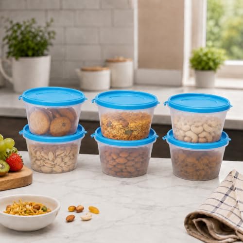Image of Cutting EDGE Nesterware 750ml Stackable Food Container (Set of 6, Blue) | BPA-free plastic, stackable design, leak-proof, kitchen storage, pantry, fridge, meal prep, reusable, travel use