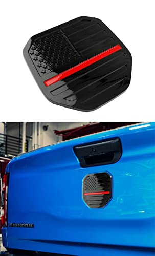 Image of CONGCONG Tailgate Emblem Badge for Dodge Ram 1500 /2500 /3500 (2019-2023, American Flag - Red Line)