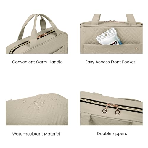 Image of BAGSMART Toiletry Bag Travel Bag with Hanging Hook, Water-resistant Makeup Cosmetic Bag Travel Organizer for Accessories, Shampoo, Full-size Container, Toiletries (Camel, Medium)