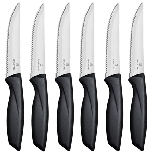 targzier Couteaux à Steak Set de 6,Couteau Cuisine en Acier Inoxydable,Couteau de Table dentelé,Couteaux de Cuisine Professionnel,Couteaux...