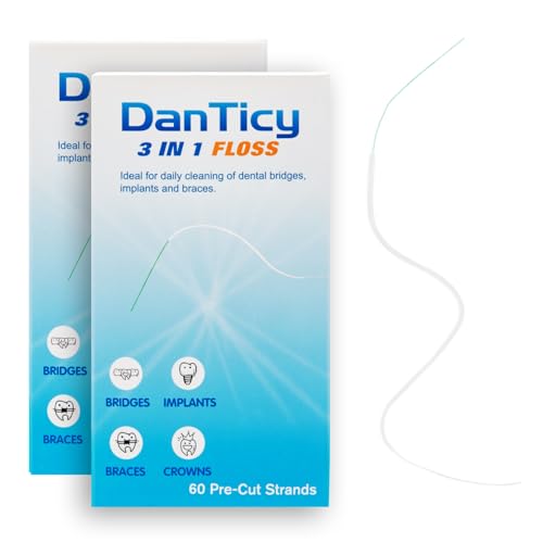 Super Floss Threaders, Dental Floss for Braces, Ultimate Floss Pre-Cut Strands,60 Count, Pack of 2