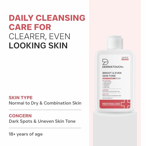 Image of DERMATOUCH Bright & Even Skin Tone Gentle Cleanser | Helps Reduce Dark Spots, Uneven Tone & Dullness | pH 5.5 Balanced | Dermatologist Tested | 100ml (Pack of 2)