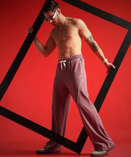 Image of POCKMAN Men Black & White Curve Pipping Wide Leg Comfort Joggers