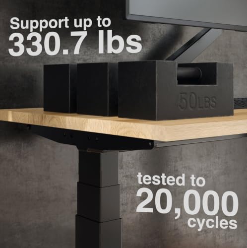 Image of Desky Dual Hardwood Sit Stand Desk Acacia 80 inch Space Gray