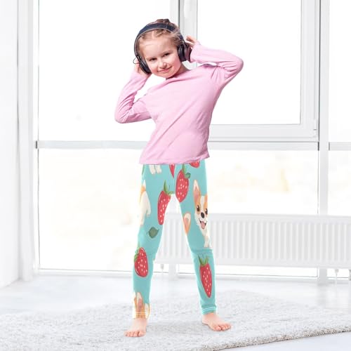 Toddler Girls Leggings Printed Yoga Pants Leggings Corgi Strawberry for Kids4
