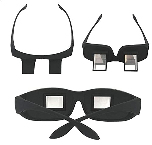 Image of Men's and Women's Plastic Frame Full Rim Horizontal Lazy High Definition Prism Periscope Glasses - Lazy Glasses Prism Glasses Horizontal Spectacles Lie Down for Reading Watching Video-Black