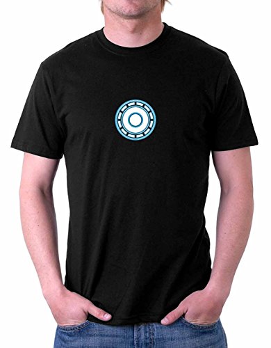 The Souled Store Iron Man: Arc Reactor (Glow in The Dark) Unisex Graphic Printed Cotton T-Shirt Black