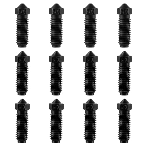 Ghligna 12 Stück Gehärtetem Stahl Düse, 8 Stück 0,4mm, 4 Stück 0,6mm, Schwarz Extruder Nozzle, Druckerdüse, Hotend Nozzle für Kobra 3