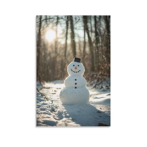 絵画 雪だるまが森の中で立っている アートパネル ポスター インテリア モダン 風景画 装飾画 玄関 壁掛け キャンバス 飾り絵 シリーズ アートボード 部屋飾り 壁飾り 壁の絵 ソファの背景絵画 額無し 50x75cm