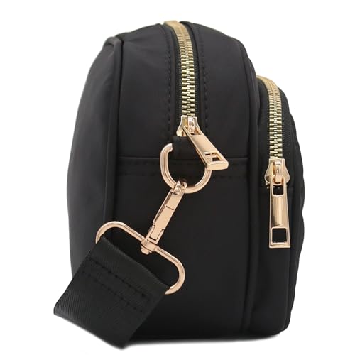 Image of FashionPuzzle Quilted Nylon Crossbody Bag with Wide Strap