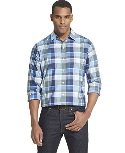 Van Heusen Men's Air Long Sleeve Button Down Shirt, Blue Underground, XX-Large