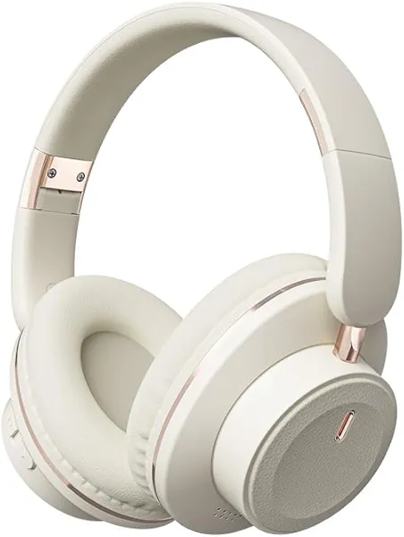 ABEAUROOSE Foldable Bluetooth Headphones with Hidden Mic, Portable Over-Ear Wireless Headphones for Cell Phone, PC, Laptop, Suitable for Music, School, Workouts, and Gaming (White)