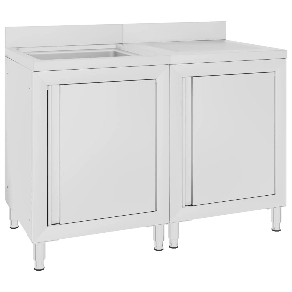 Gastro Armoire sous bobine en acier inoxydable 120 x 60 x 96 cm avec égouttoir, rebord, pieds réglables, espace de rangement pour hôtellerie, restaurant, hôtel, restauration et cuisine