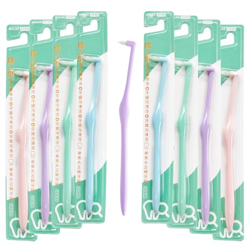 8 Stück Einbüschelzahnbürste Weich Einbüschelbürste für kieferorthopädische Zahnspangen und gründliche Reinigung zwischen den Zähnen Tuft Zahnbürste