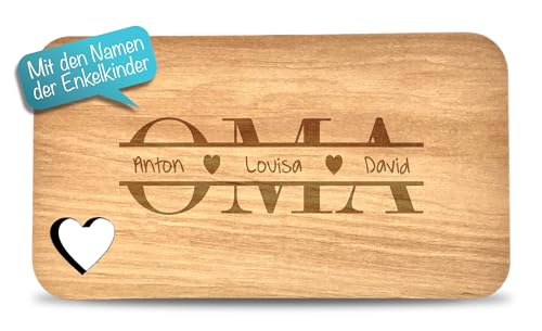 Geschenkfreude Frühstücksbrettchen Oma mit Gravur - Vesperbrett aus Holz...