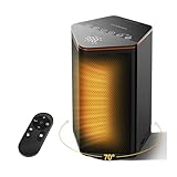 ComDomus Small Space Heater, 1500W Portable Electric Heaters for Indoor Use with Thermostat, 70° Oscillation, 5 Modes, 12H Timer, Black Room Heater for Office Bedroom Desk