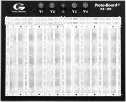PB-105 Externally Powered Breadboard with Aluminum Back Plate, 4560 Tie-point, 9-1/5" Length x 11-2/5" Width x 1-2/5" Height