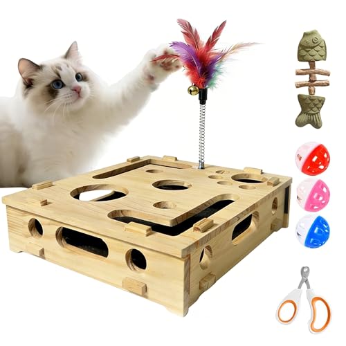 Katzen Kratz Puzzle-，Katze Kratzbrett-kratzpuzzle-spielbox für Katzen: stressfreie Alternative zu nagelknipsern und nagelschleife (Detachable)