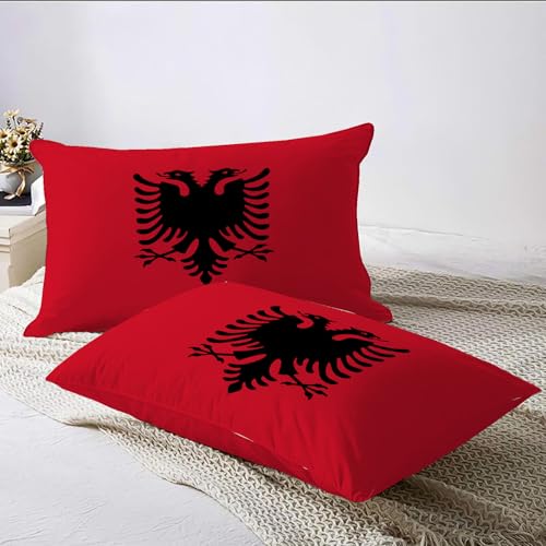 Housse de couette drapeau albanais 200x200 parure lit fermeture éclair - 4