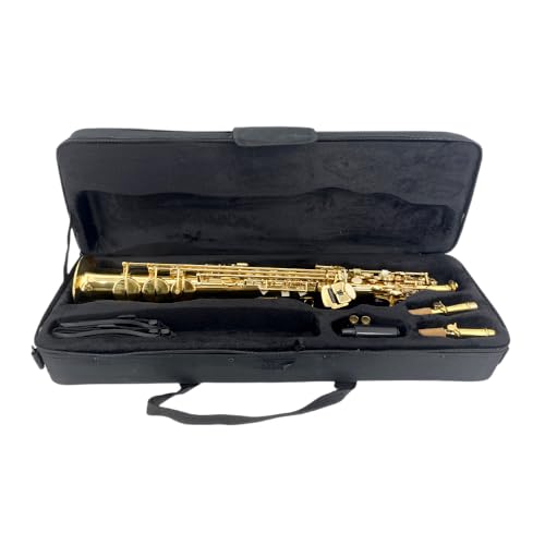 Image of Yinfente Eb Alto Saxophone For Beginners Adult,Saxophone Student,E Flat Alto Sax Full Kit With Reeds,Pads Cushions,Hard Carrying Case,Cleaning Cloth & Rod,Mouthpiece,Gloves,Neck Strap (soprano-gold)