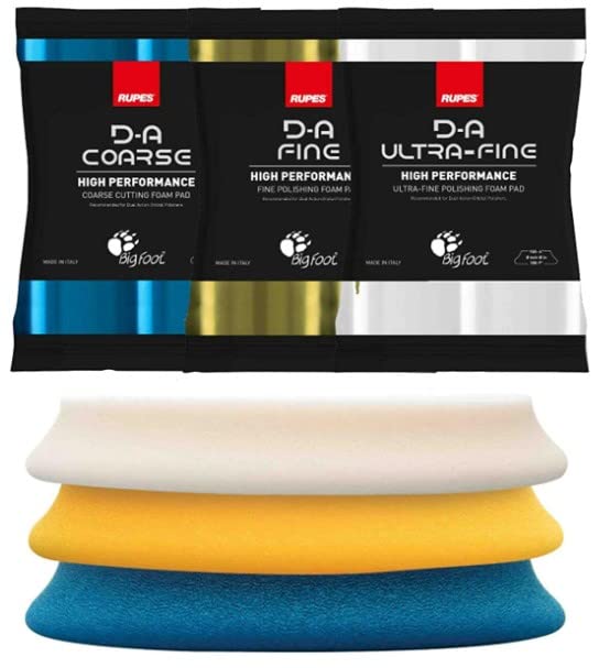 RUPES BigFoot Lot De 3 Tampons Mousse DA150 – Grossier, Fin & Ultra Fin Pour Polissage Parfait