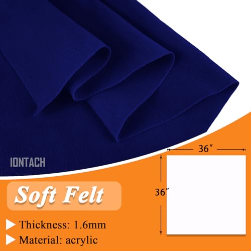 Image of IONTACH 36 inch X 36 inch Royal Blue Soft Felt Fabric 1.6mm Thick | Felt Sheets for Crafts, Embroidery, Patchwork, Liner, School Projects, Home Decoration