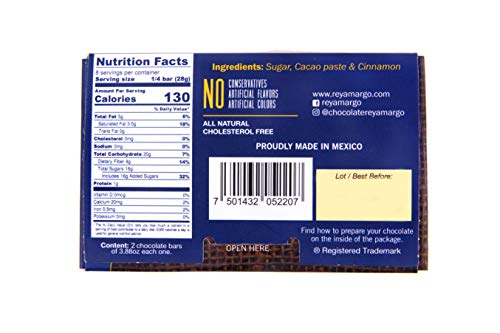 Rey Amargo Seleccion Suprema Mexican Chocolate 42% Cacao - 2 Bars (7.76 Oz Total Package Weight) - 100% Natural - Handmade - Vegan - Kosher #TOP4