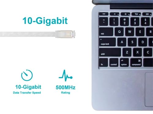 Cable patch Ethernet Cat6A plano 20 ft blanco miniatura 4