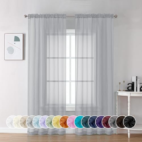 Chyhomenyc Cortinas traslúcidas de Gasa de 213.4 cm de Largo, 2 Paneles, filtran la luz, con Bolsillo para Barra, para Dormitorio, Sala de Estar, Cada una de 107.7 cm de Ancho x 213.4 cm de Largo