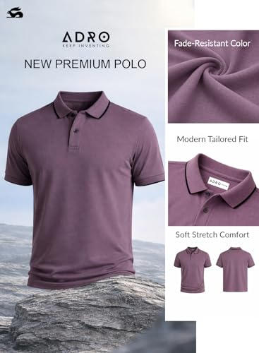 Image of ADRO Mens Polo Tshirt | Airtex Cotton Matty Fabric | Regular Fit | Breathable, Durable & Premium Casual Solid Black Polo T-Shirt for Men