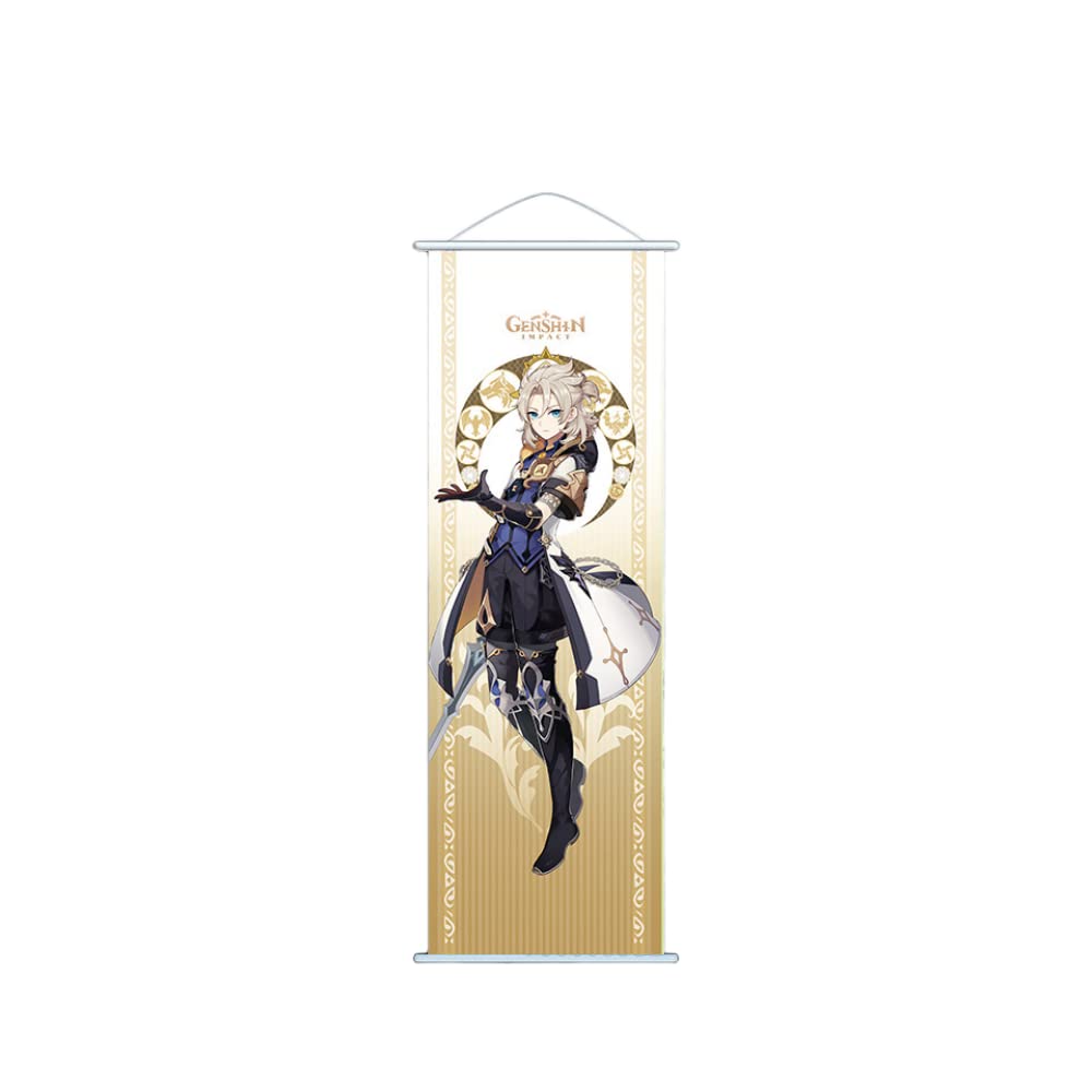 Hanaiette Albedo 1Pc Genshin Impact Hanging Painting Silk Cloth Poster Engraved Scroll Animation Peripheral For Game Lover (Albedo)