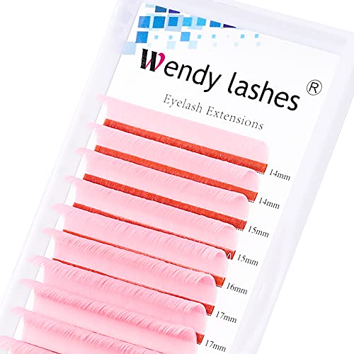 Eyelash Extension 0.07mm Volume Lash Extensions C D Curl Light Pink Easy Fan Rapid Blooming Lashes 14-20mm 3D 4D 6D 10D 20D Lash Extensions By WENDY LASHES(Light Pink 0.07-D, 14-20mm)