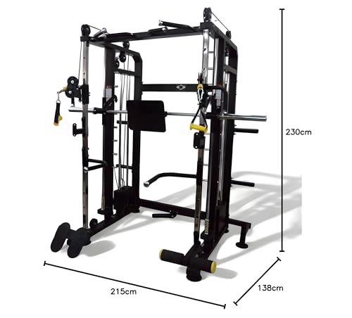 Image of GYM24 EQUIPMENTS Sonata Functional Trainer with Smith Machine & Power Cage | 160 Kg PVC Weight Stack (80 Kg Each Side) | Commercial 12 Gauge Steel Multi Gym Equipment for Home & Gym | Whole Black