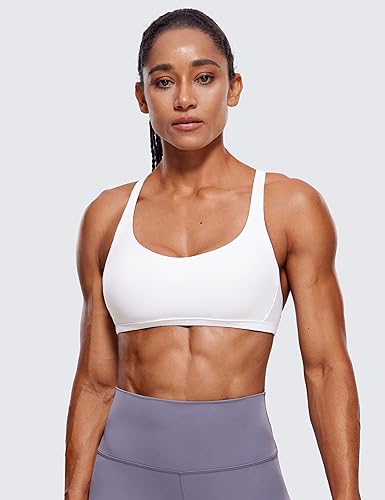 CRZ YOGA Womens Strappy Sports Bra - Criss Cross Back Padded Medium Support Wireless Gym Cami Workout Yoga2