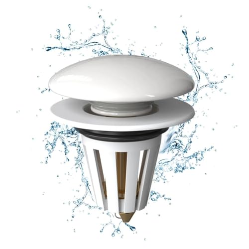 TenaLucy Blanco Cerámica Tapón de Desagüe,Tapon Lavabo con Filtro Pop-Up Universal Tapones de Desague Lavabo Tapones de Desagüe Pop-Up Universal Desague Lavabo Tapon Pop Up Lavabo,Fregaderos（34-40mm）
