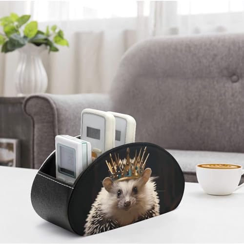 Boîte de rangement pour télécommande en cuir hérisson à 5 compartiments - 5