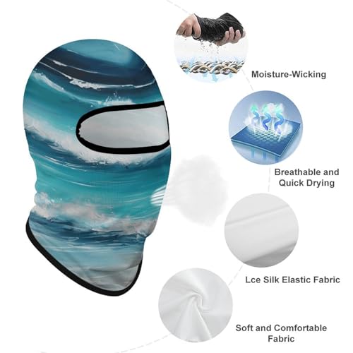 Balaclava para Hombre, Mascarilla para Esquí, Turquesa, Original Seascape, Cubrebocas de Invierno para Ciclismo miniatura 3