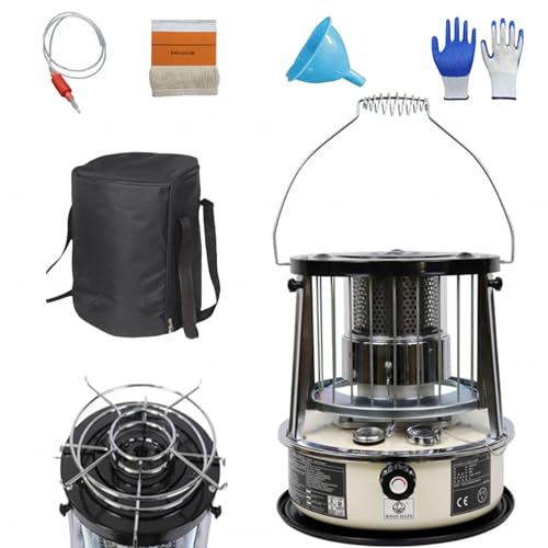 9000 BTU estufa de parafina Tanque de 4,6L estufa parafina Calefacción de emergencia sin electricidad Calentador para camping, garaje, hogar y emergencias.,Off-white-height-increasing