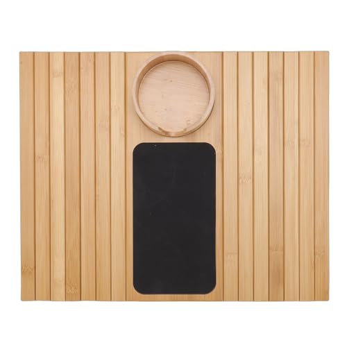 Mesa portátil de bambú para sofá, bandeja con reposabrazos y base antideslizante 6