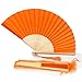 FANSOF. FANS Ventilatore in tessuto di seta con una codicletta grado A Bamboo Ribs Festa di nozze Favor handheld Fan (Arancione)