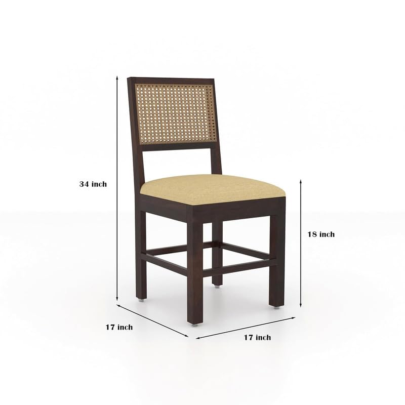 Image of Furniture Solid Sheesham Wood 6 Seater Dining Table Set with Cushioned Chairs | Multipurpose Wooden Six Seater Dinner Table Set for Living Room, Dining Area and Home (Walnut Finish)