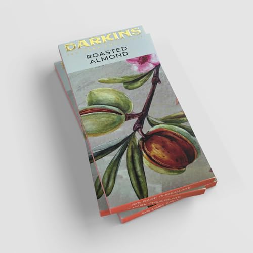 Image of Darkins 70% Dark Chocolate With Roasted Almonds | Dark Chocolate Bars 2x50gm | Vegan | Natural | Gluten-Free Chocolate | 50g Each (Pack of 2)