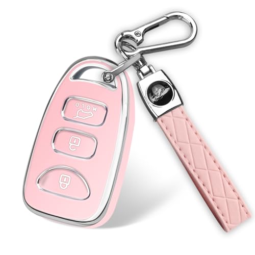 QBUC for Hyundai Key Fob Cover with KeychainCompatible with Hyundai Elantra Sonata Accent Tucson Kia Forte Optima Rondo Sorento Spectra Genesis 4 Buttons Old Smart Key