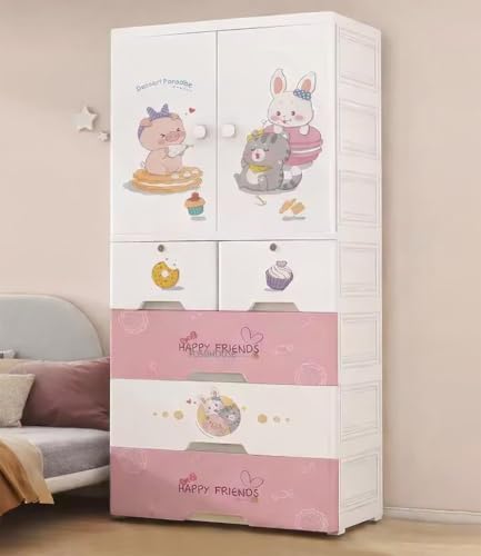 Image of HIWARE Premium Modular Wardrobe for Bedroom, Kids Room and Home | Spacious Clothes Storage Cabinet with Drawers and Shelves | Modern Stylish Design, Heavy Duty, Multiuse Organizer -SJ6525-SWEET-TREATS