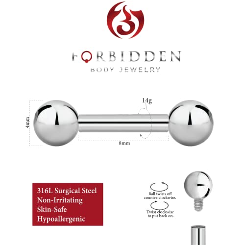 14g-16g Internally Threaded Titanium Straight Barbell Body Piercing Jewelry (Sold Individually)2