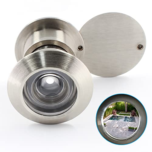 Cionyce Mirilla de seguridad para puerta, visor de puerta de 200 grados, mirillas grandes con cubierta de privacidad resistente para puertas de 1.9 a 2.56 pulgadas, agujeros de mirilla de níquel