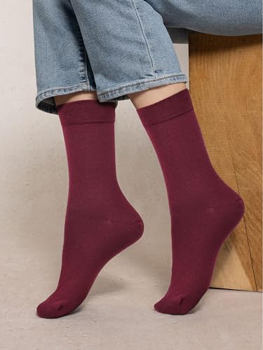 Image of COTTON DAY Women's Soft Combed Cotton Socks Seamless Toe Black White Navy