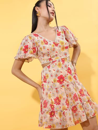 Image of Tokyo Talkies Women Fit and Flare Red Mini /Short Dress